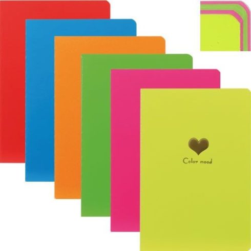 A6-os neon notesz, 26 lapos, sima, "COLOR MOOD"