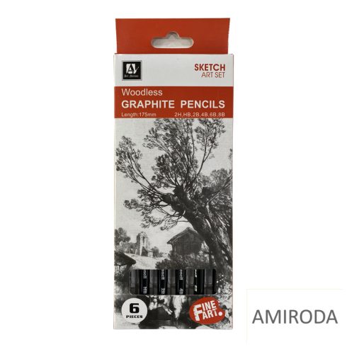 Art Nation  famentes ceruza készlet, 6db-os,  2H-HB-2B-4B-6B-8B
