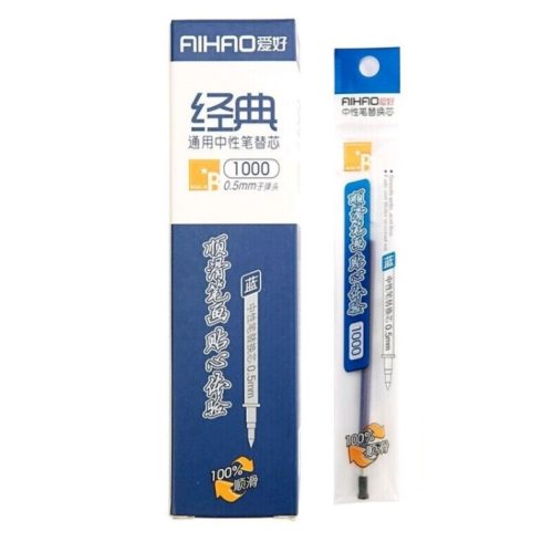 AIHAO zselés toll betét , 0.5mm, kék, nagy tartályos, 130mm "BULLET POINT"