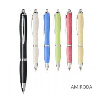   Búzaszalmából készült golyóstoll króm véggel, fekete tintával, 0,7 mm