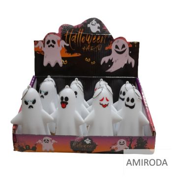 Halloween ledes dekoráció, világító szellem , 10cm