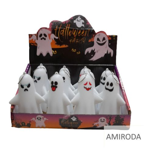 Halloween ledes dekoráció, világító szellem , 10cm
