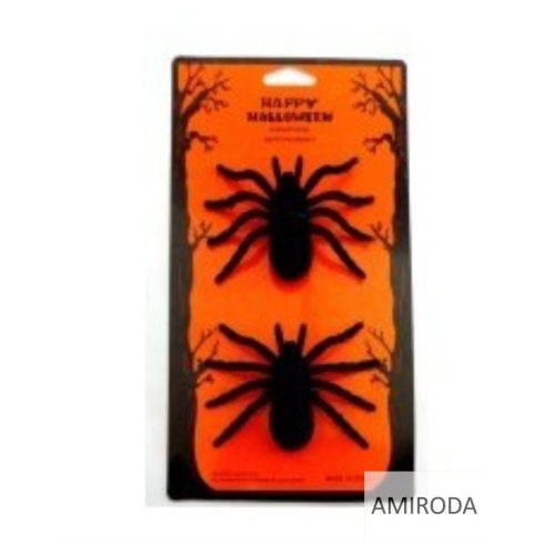 Halloween dekoráció,6cm  nagy szőrős pókok, 2db/cs 