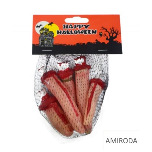Halloween dekoráció, véres ujjak, 5db/cs  