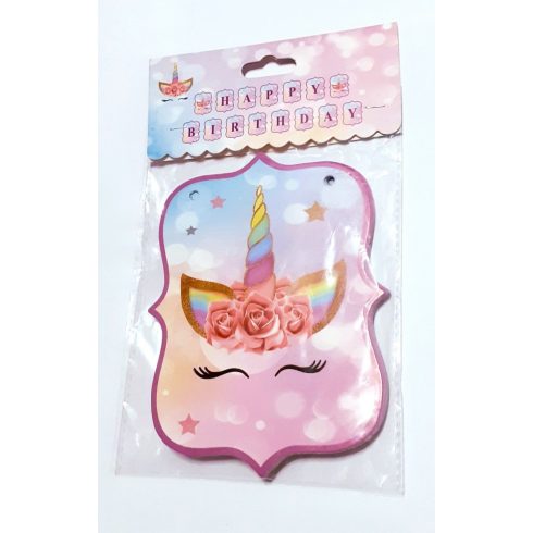 Szülinapi girland ,HAPPY BIRTHDAY felirat - unikornis , szalaggal