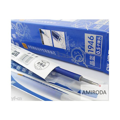 AIHAO radírozható zselés toll betét, vonalvastagság: 0.5mm, kék, 110mm "BULLET POINT"