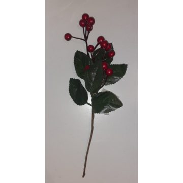 Karácsonyi dekoráció, bogyós faág, kb 25cm