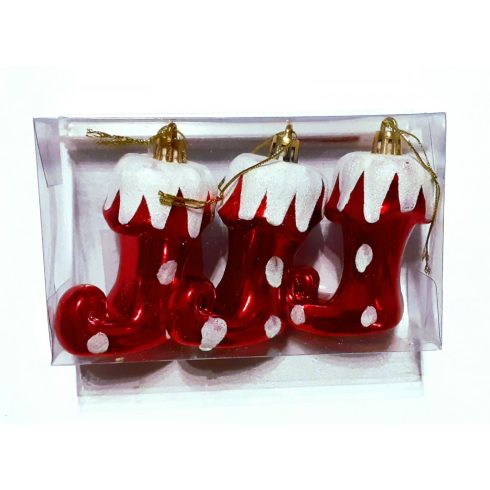 Karácsonyfa dísz, 3 db-os, 14 x 8  x 4 cm dobozban