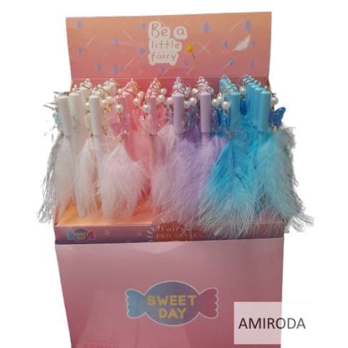 Zseléstoll, lepkés, tollas díszítéssel, kupakos