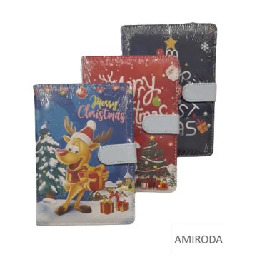   Karácsonyi mintás vonalas notesz, A5, szivacsos, mágneses záródással, több minta