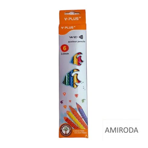 6 db-os színes ceruza készlet, három szögletű test