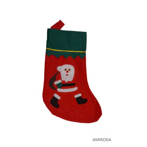 Mikulás zokni, nagy alakú , mintás zöld-piros