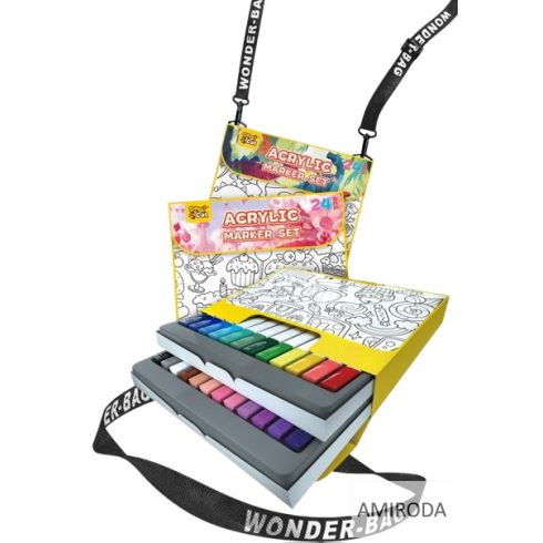 WONDER BAG Yalong Akril marker szett, 24db-os, színezhető táskában