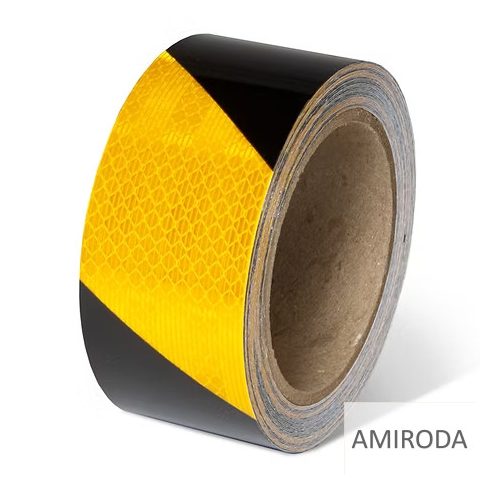 Fényvisszaverős ragasztószalag, 5m x 5cm , sárga-fekete 