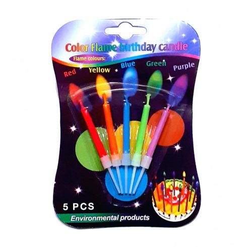 Torta gyertya ,színes ,5db-os , 8cm (színes lánggal ég)