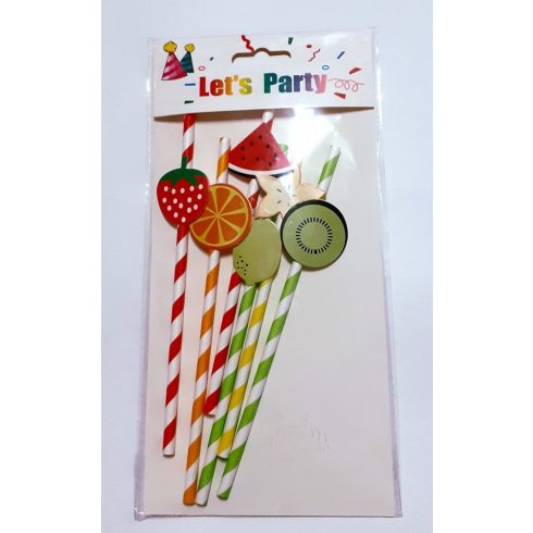 Papír szívószál , figurás 6db-os ,20cm