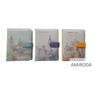   Notesz, "European Travel"  13x17cm, szivacsos bőrhatású borítóval, mágneses záródás, vonalas, 112lapos