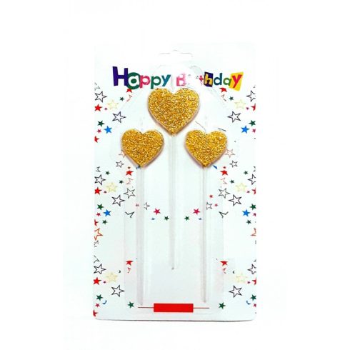 Tortagyertya, csillag, szív, 3db-os , 15cm
