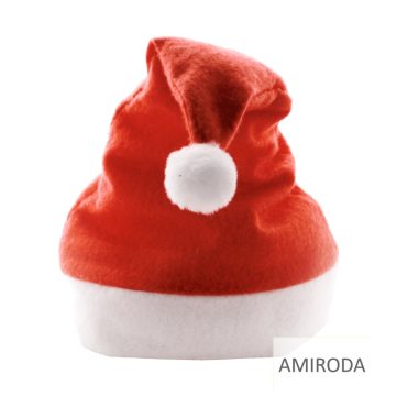   Klasszikus Mikulás sapka fehér pom-pommal. poliészter anyagból 