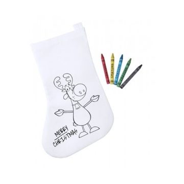   Textil  színezhető karácsonyi zokni gyerekeknek, 5 db zsírkrétával. 