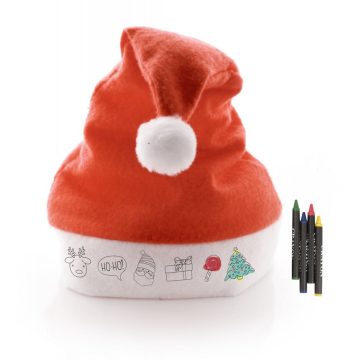 Színezhető Mikulás sapka 4 db zsírkrétával,poliészter