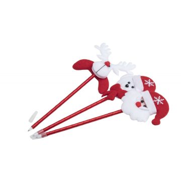 Télapós ,mikulás golyóstoll, puha  plüss figurával, 