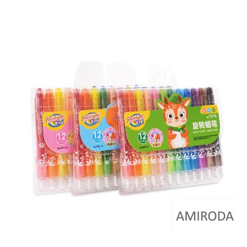 Csavarós zsírkréta készlet, 12db-os, tépő záras tasakban