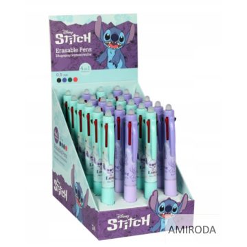   Stitch , Golyóstoll, 4 színű,  radírozható , 0,5mm  kék, piros, fekete és zöld tintával 