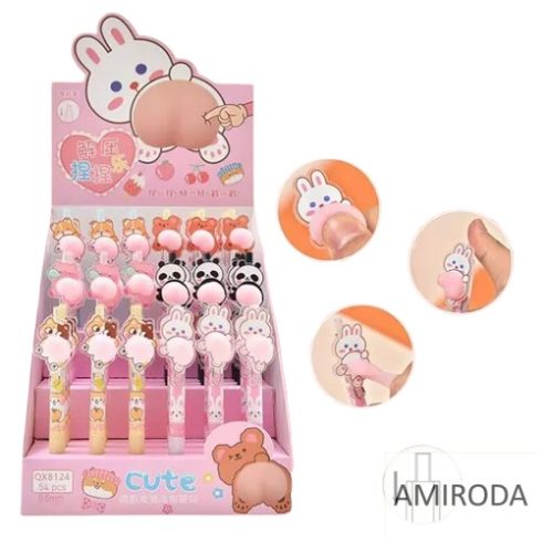 Állatos "popós" tollak, mini squishy-vel