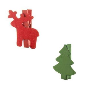 Fa dekorcsipesz,karácsonyi 10db/ cs