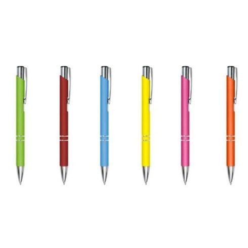 Fém golyóstoll gumis felülettel, krómozott kiegészítőkkel, vonalvastagság: 0.7mm, írás színe: kék