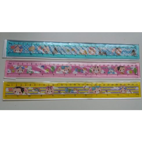 Vonalzó, 30cm egyenes, különböző mintával