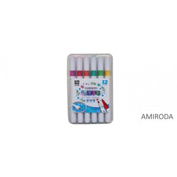   Lebegő filctoll készlet, "FLOATING PEN" , 12 színű, kétvégű -ecsetfilc és normál marker