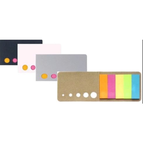 Öntapadó színes indexlapok tokban, színenként 20 lapot tartalmaz.