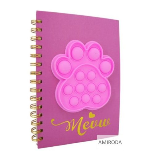 A5 méretű vonalas, kemény fedeles spirál notesz, különféle pop-it, pattinthatós , nyomogathatós borítóval -MANCS