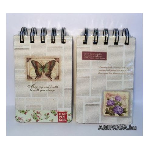 A7-es spirálos notesz, vonalas, sima lapokkal, "LEPKÉS"