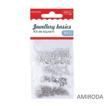   DACO ékszerkészítő szett, fém, (karabinerek , karikák, fülbevalók) 91db/csomag