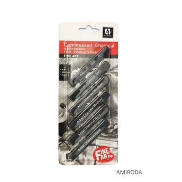   Art Nation  rajzszén, 6db-os,  szögletes, 8 x 1 x1 cm - soft / medium /hard