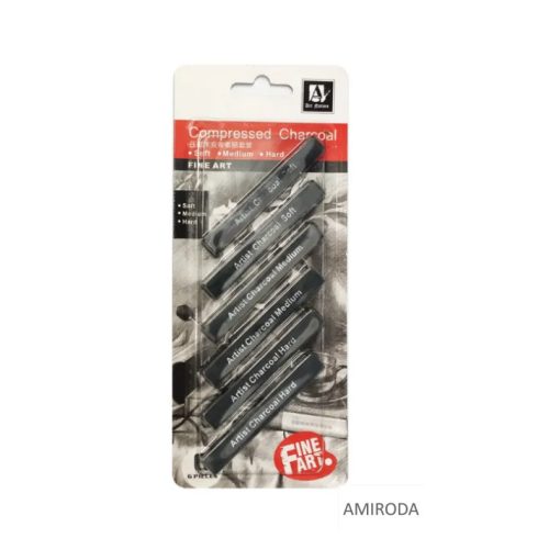 Art Nation  rajzszén, 6db-os,  szögletes, 8 x 1 x1 cm - soft / medium /hard