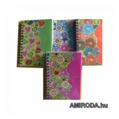 A5 színregiszteres füzet, 120 lapos, virágos