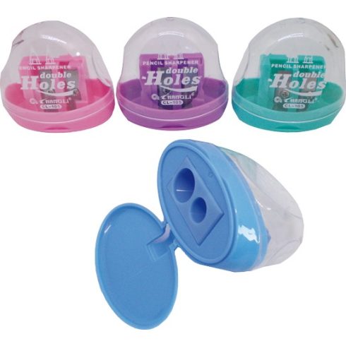 Dupla lyukú visszazárható hegyező,vegyes színekben