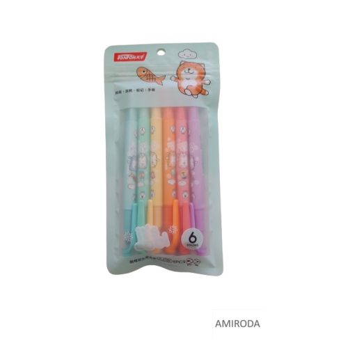 TENFON Szövegkiemelő filctoll készlet, kétvégű, vágott és tűhegyű, 6db-os 