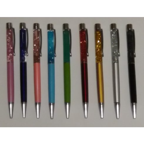 Glitteres-folyadékos golyóstoll, többféle színben, írás színe: kék