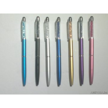   Kristályköves golyóstoll érintővel, vékony testtel, többféle színben