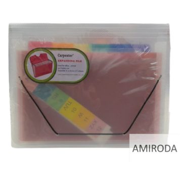   CARPENTER csekktartó, 13 rekeszes, kb.  A5 méretű iratok számára, 26 x 20cm