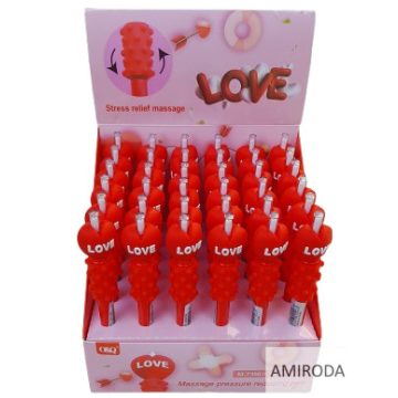   Szív formájú görgős, masszázs golyóstoll, 0,7 mm, kék tintával