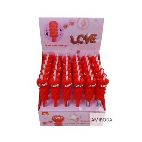 Szív formájú görgős, masszázs golyóstoll, 0,7 mm, kék tintával