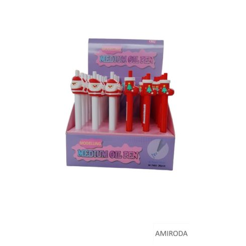 Golyóstoll, mikulás vagy csizma figurás, nyomógombos, 0,7mm, kék