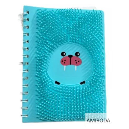 A5 vonalas spirál notesz, puha szilikon "szőrmés" borítóval