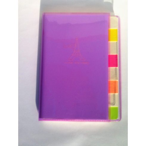 A6 színregiszteres notesz, műanyag borítóban, 8 regiszter
